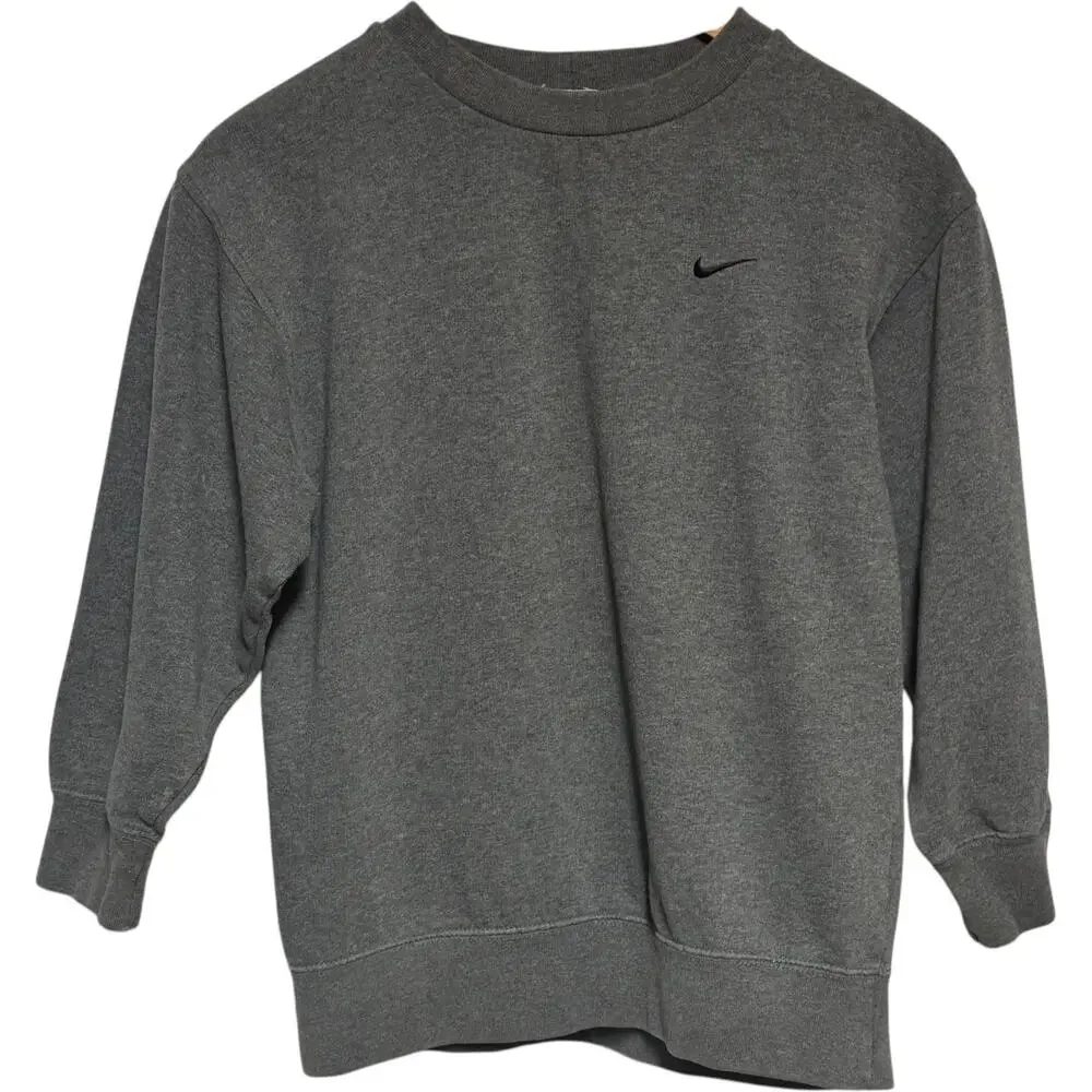 Nike Crew Neck Sweatshirt Gray Black Kids Youth Small 10